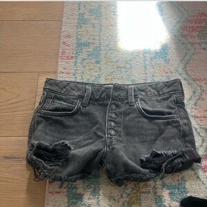 Distressed Gray Denim Shorts